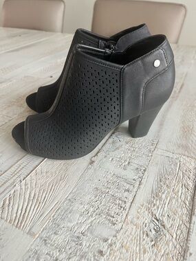 Giani Bernini Black Perforated Peep-Toe Booties